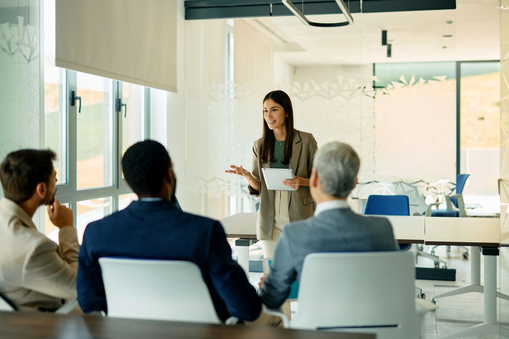 Businesswoman leading a strategy meeting